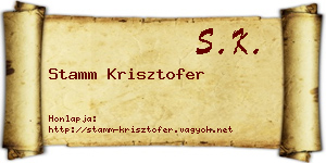 Stamm Krisztofer névjegykártya